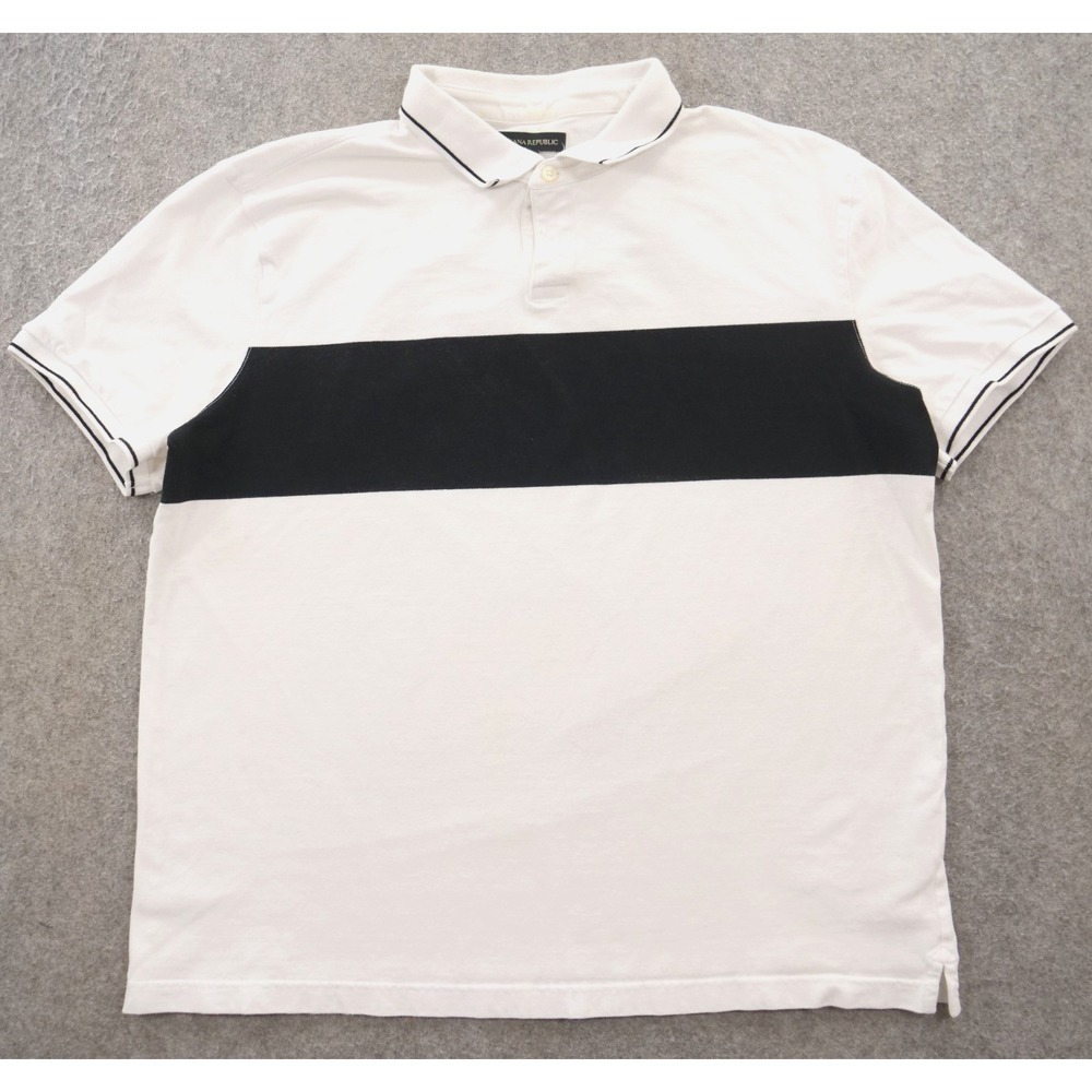 Banana Republic Polo Extra Large White Black Short Sleeve Contrasting Trim